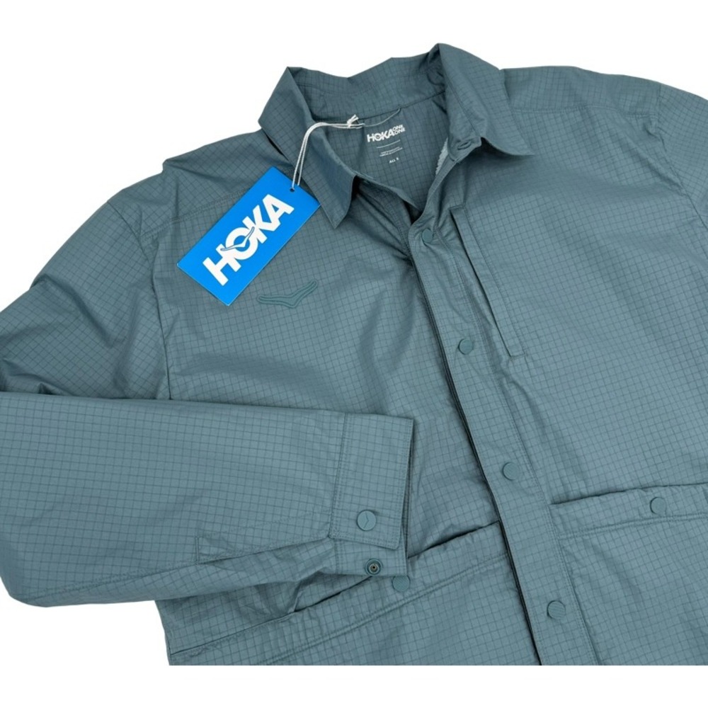 HOKA NEW Small U Outtrail Shirt Jacket Mountain Fog Ripstop Fleece Lined Unisex